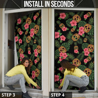 Tropical Calavera Hawaiian Door Cover Sugar Skull Pineapple Hibiscus Floral DT05 - Polynesian Pride