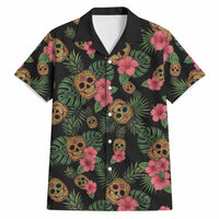 Tropical Calavera Hawaiian Hawaiian Shirt Sugar Skull Pineapple Hibiscus Floral DT05 Black - Polynesian Pride