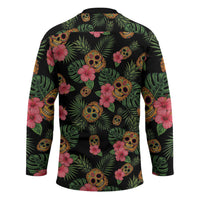 Tropical Calavera Hawaiian Hockey Jersey Sugar Skull Pineapple Hibiscus Floral DT05 - Polynesian Pride