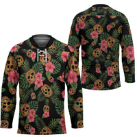 Tropical Calavera Hawaiian Hockey Jersey Sugar Skull Pineapple Hibiscus Floral DT05 - Polynesian Pride
