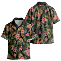 Tropical Calavera Hawaiian Kid Hawaiian Shirt Sugar Skull Pineapple Hibiscus Floral DT05 - Polynesian Pride