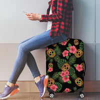 Tropical Calavera Hawaiian Luggage Cover Sugar Skull Pineapple Hibiscus Floral DT05 - Polynesian Pride