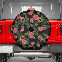 Tropical Calavera Hawaiian Spare Tire Cover Sugar Skull Pineapple Hibiscus Floral DT05 - Polynesian Pride