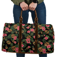 Tropical Calavera Hawaiian Travel Bag Sugar Skull Pineapple Hibiscus Floral