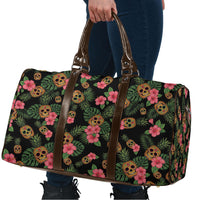 Tropical Calavera Hawaiian Travel Bag Sugar Skull Pineapple Hibiscus Floral