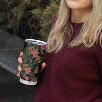 Tropical Calavera Hawaiian Tumbler Cup Sugar Skull Pineapple Hibiscus Floral DT05 - Polynesian Pride