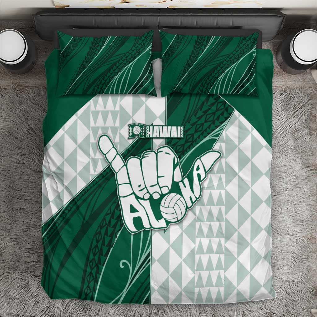 Hawaii Volleyball Bedding Set Shaka Aloha Hand DT05 Green - Polynesian Pride