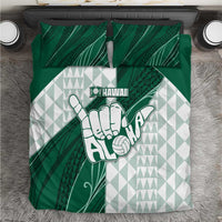 Hawaii Volleyball Bedding Set Shaka Aloha Hand DT05 Green - Polynesian Pride