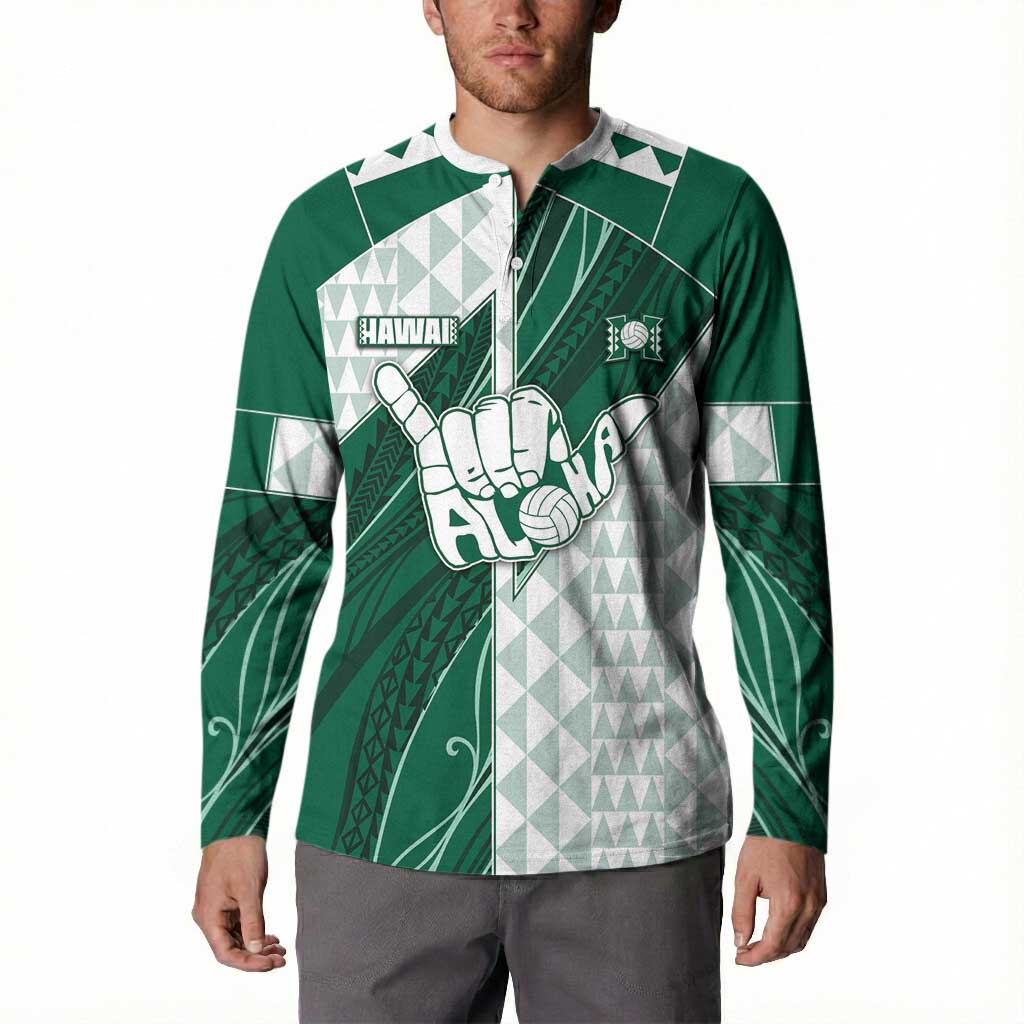 Custom Hawaii Volleyball Button Sweatshirt Shaka Aloha Hand