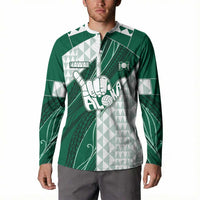 Custom Hawaii Volleyball Button Sweatshirt Shaka Aloha Hand