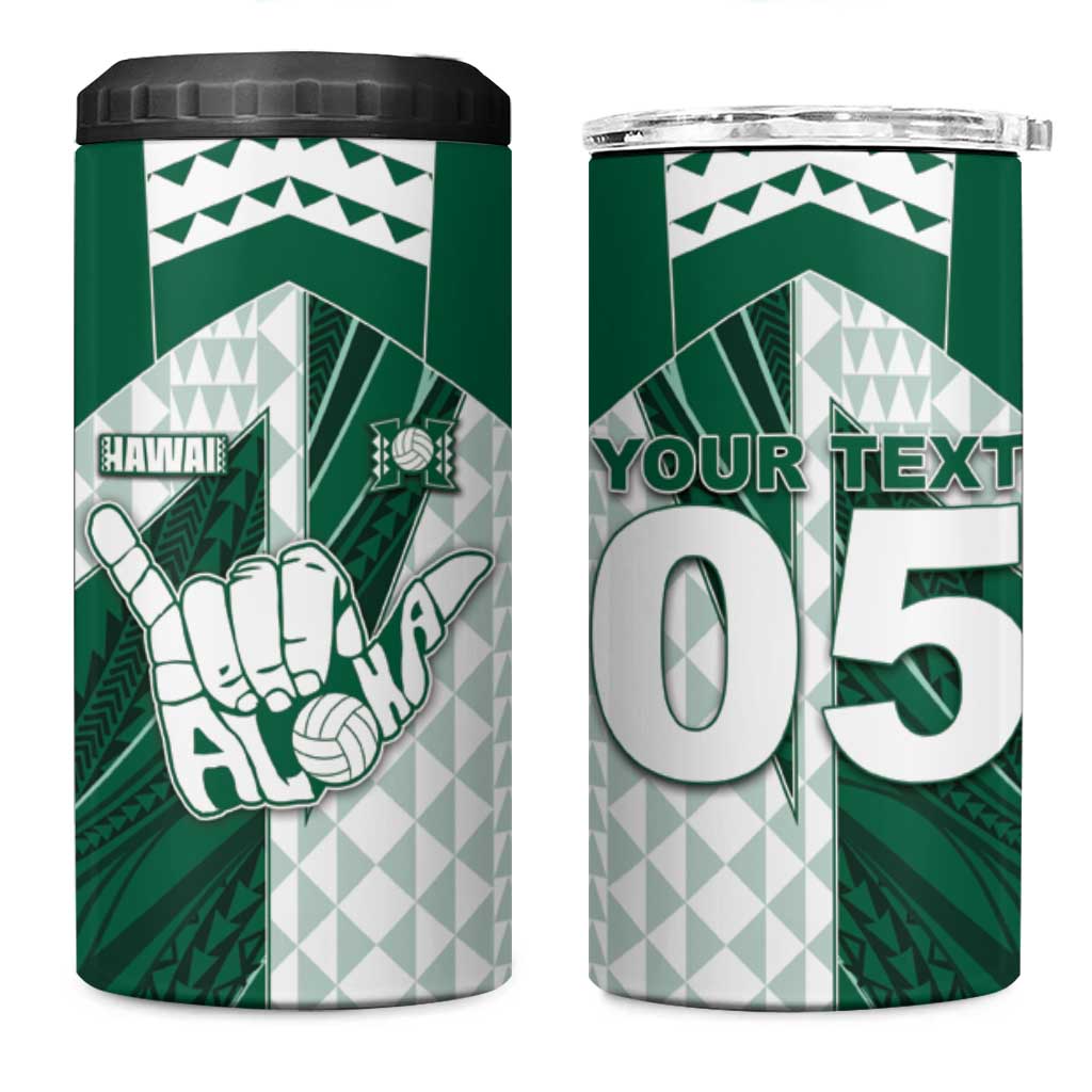 Custom Hawaii Volleyball 4 in 1 Can Cooler Tumbler Shaka Aloha Hand DT05 One Size: 16 oz Green - Polynesian Pride