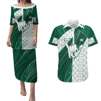 Custom Hawaii Volleyball Couples Matching Puletasi and Hawaiian Shirt Shaka Aloha Hand