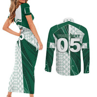 Custom Hawaii Volleyball Couples Matching Short Sleeve Bodycon Dress and Long Sleeve Button Shirt Shaka Aloha Hand DT05 - Polynesian Pride