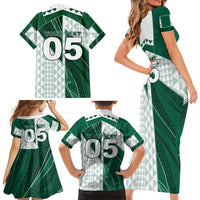 Custom Hawaii Volleyball Family Matching Short Sleeve Bodycon Dress and Hawaiian Shirt Shaka Aloha Hand DT05 - Polynesian Pride