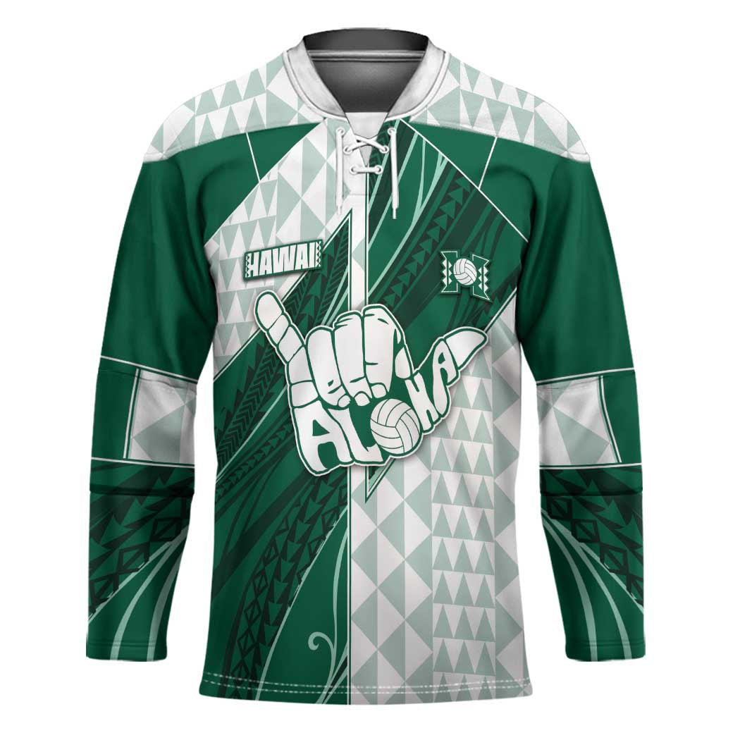 Custom Hawaii Volleyball Hockey Jersey Shaka Aloha Hand DT05 Unisex Green - Polynesian Pride