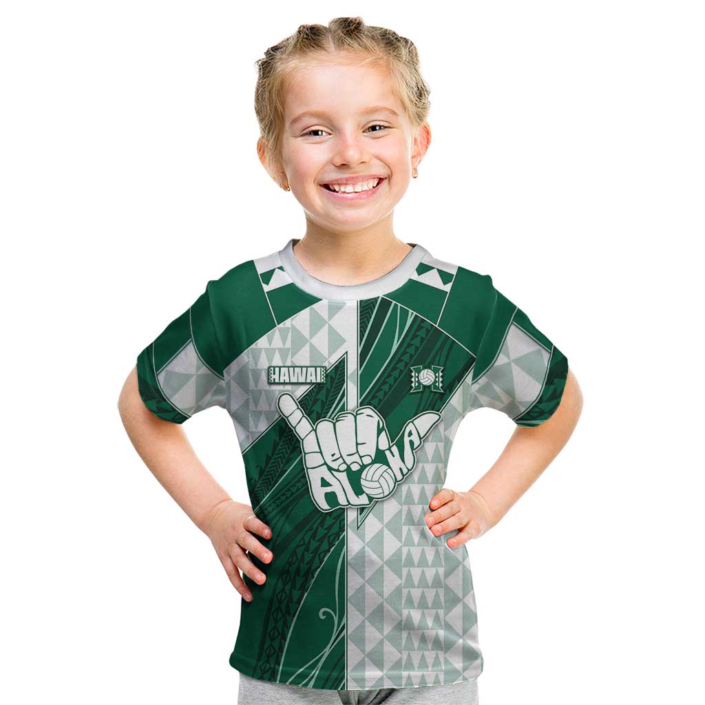 Custom Hawaii Volleyball Kid T Shirt Shaka Aloha Hand