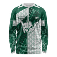 Custom Hawaii Volleyball Long Sleeve Shirt Shaka Aloha Hand DT05 Unisex Green - Polynesian Pride