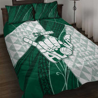 Hawaii Volleyball Quilt Bed Set Shaka Aloha Hand DT05 Green - Polynesian Pride