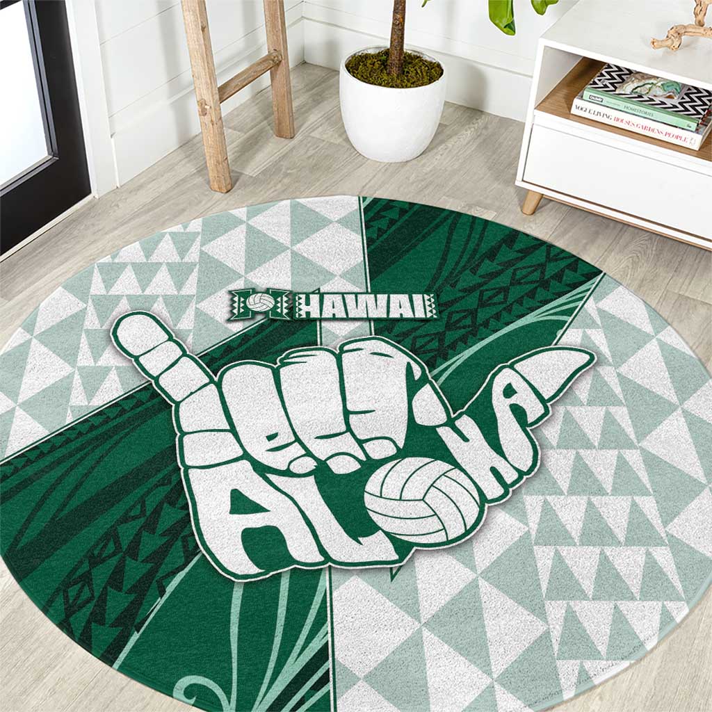 Hawaii Volleyball Round Carpet Shaka Aloha Hand