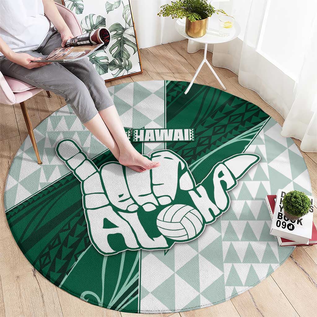 Hawaii Volleyball Round Carpet Shaka Aloha Hand
