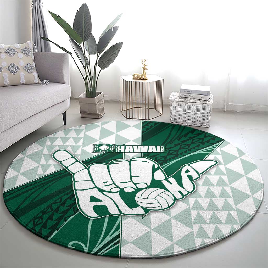 Hawaii Volleyball Round Carpet Shaka Aloha Hand