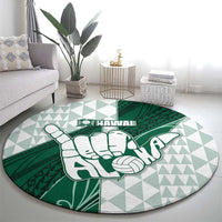 Hawaii Volleyball Round Carpet Shaka Aloha Hand