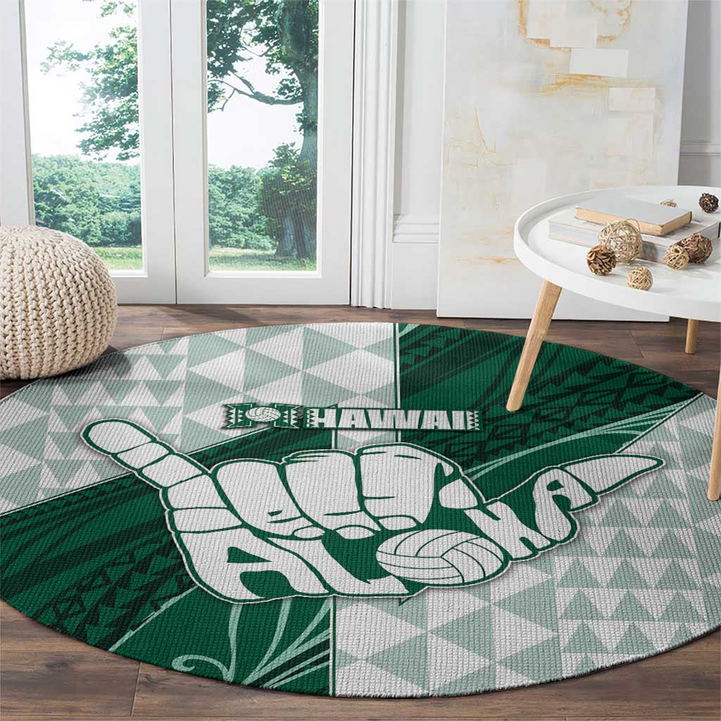 Hawaii Volleyball Round Carpet Shaka Aloha Hand