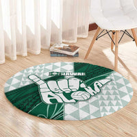 Hawaii Volleyball Round Carpet Shaka Aloha Hand
