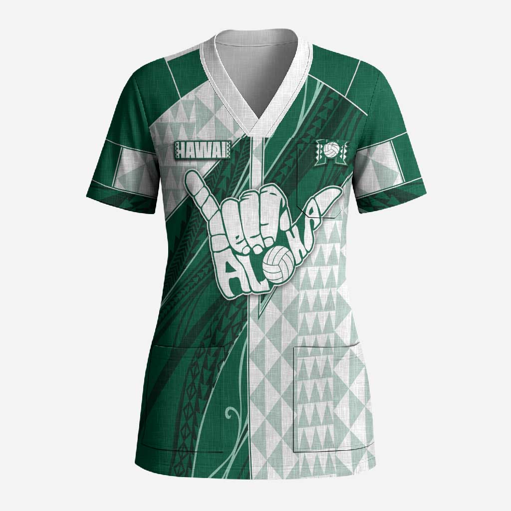 Custom Hawaii Volleyball Scrub Top Shaka Aloha Hand