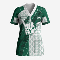 Custom Hawaii Volleyball Scrub Top Shaka Aloha Hand