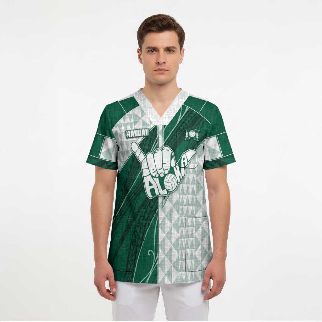 Custom Hawaii Volleyball Scrub Top Shaka Aloha Hand
