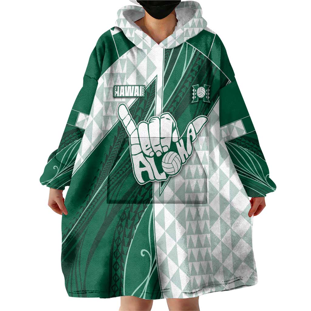 Custom Hawaii Volleyball Wearable Blanket Hoodie Shaka Aloha Hand