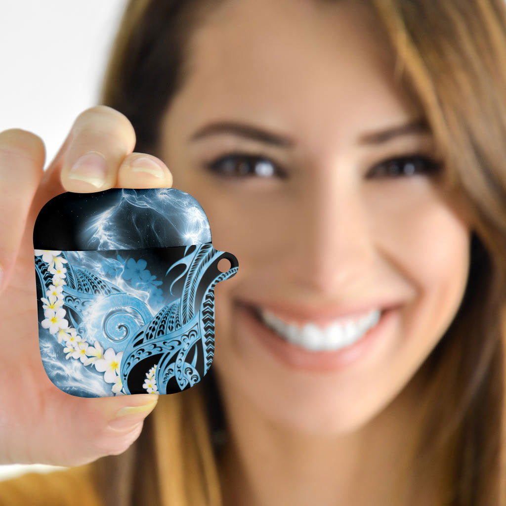 Piko Hawaiian AirPods Case Blue Galaxy Spiral Plumeria Tribal Patterns