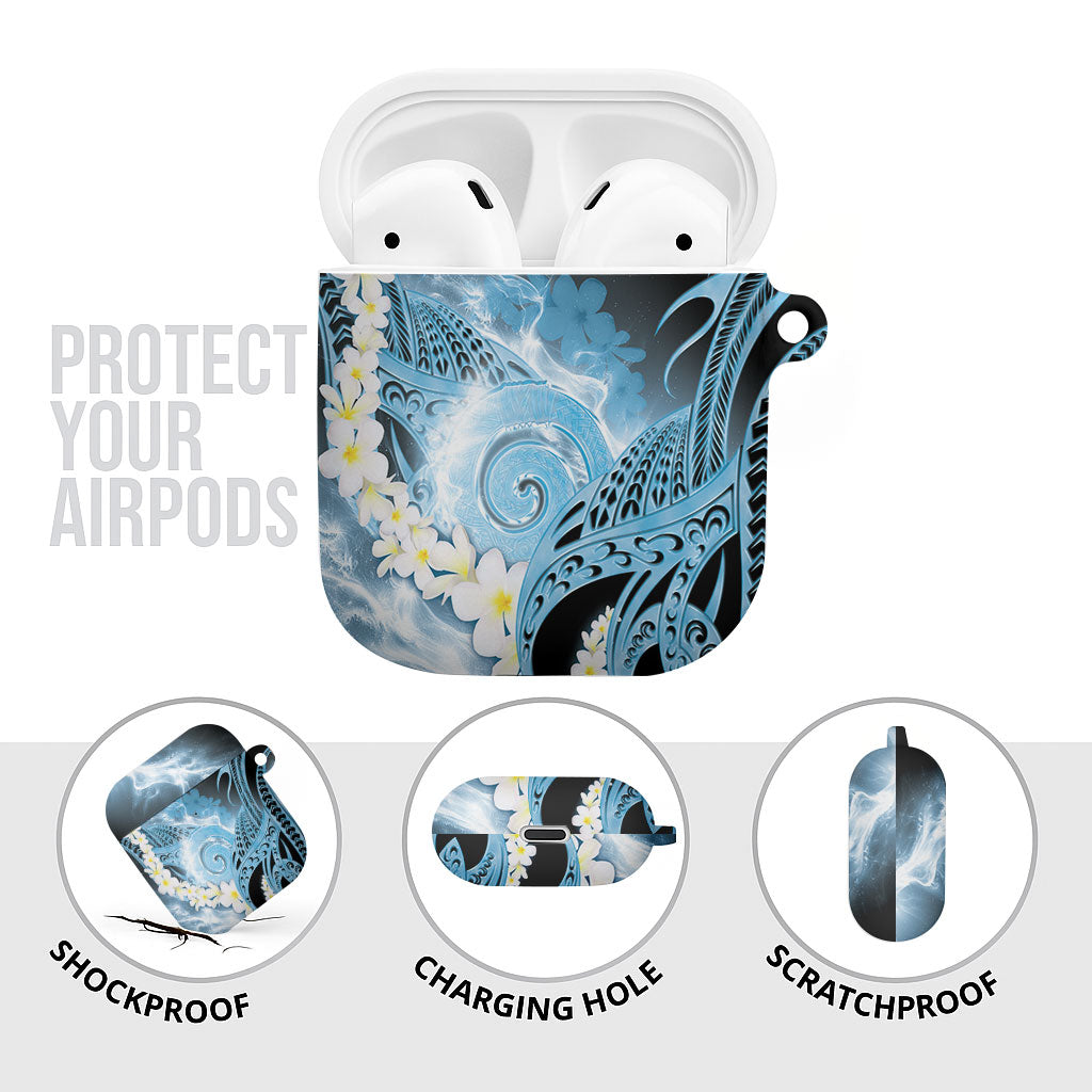 Piko Hawaiian AirPods Case Blue Galaxy Spiral Plumeria Tribal Patterns
