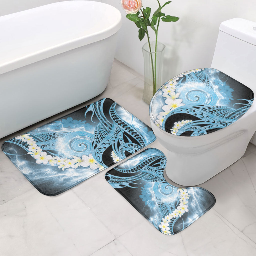 Piko Hawaiian Bathroom Set Blue Galaxy Spiral Plumeria Tribal Patterns