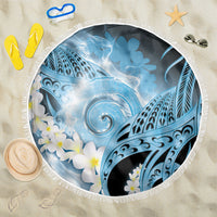 Piko Hawaiian Beach Blanket Blue Galaxy Spiral Plumeria Tribal Patterns