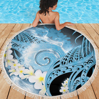 Piko Hawaiian Beach Blanket Blue Galaxy Spiral Plumeria Tribal Patterns