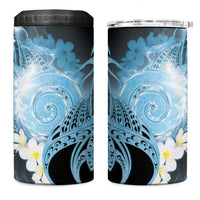 Piko Hawaiian 4 in 1 Can Cooler Tumbler Blue Galaxy Spiral Plumeria Tribal Patterns