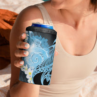Piko Hawaiian 4 in 1 Can Cooler Tumbler Blue Galaxy Spiral Plumeria Tribal Patterns