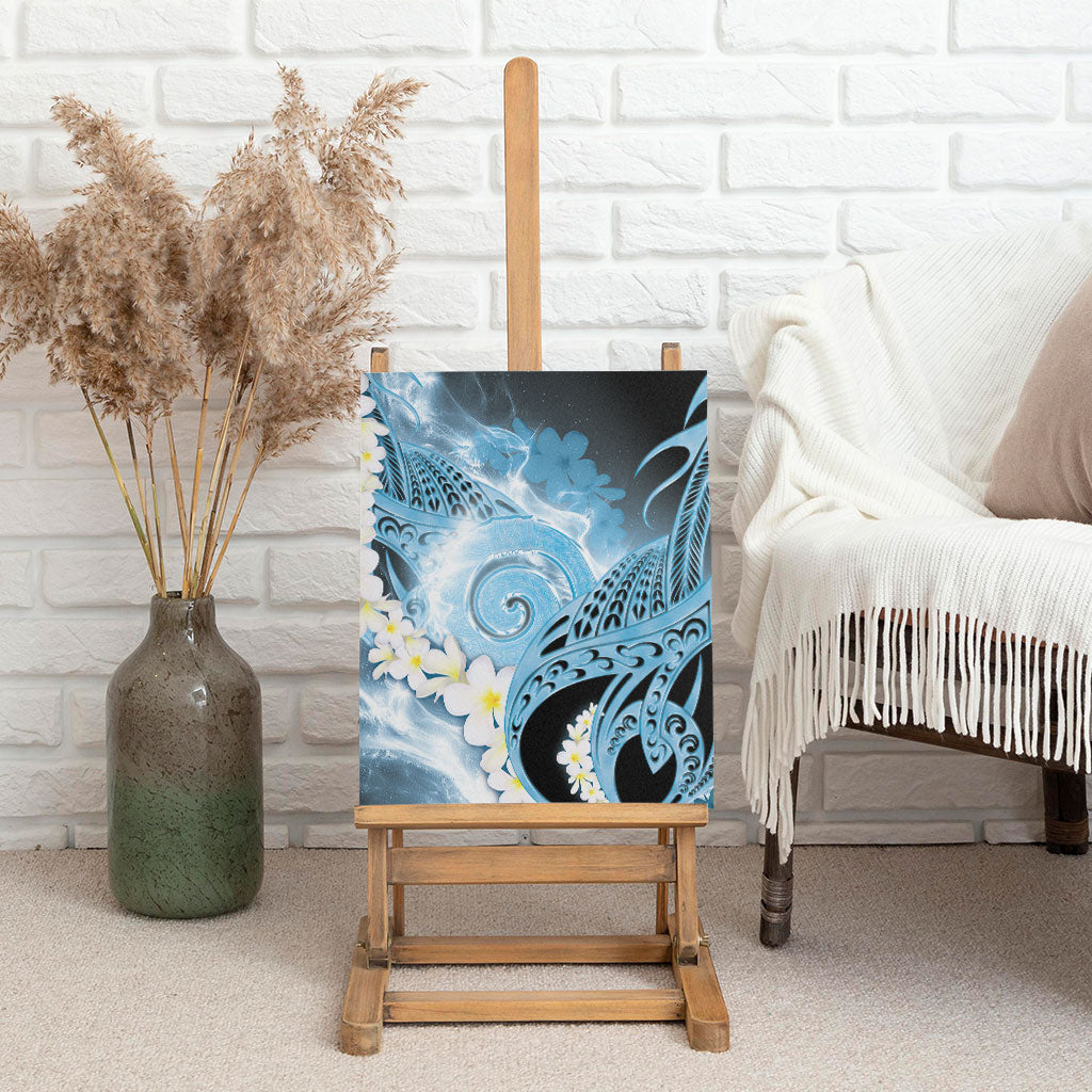 Piko Hawaiian Canvas Wall Art Blue Galaxy Spiral Plumeria Tribal Patterns