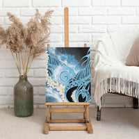 Piko Hawaiian Canvas Wall Art Blue Galaxy Spiral Plumeria Tribal Patterns