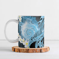 Piko Hawaiian Ceramic Mug Blue Galaxy Spiral Plumeria Tribal Patterns
