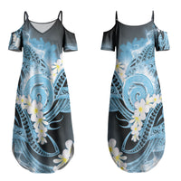 Piko Hawaiian Couples Matching Summer Maxi Dress and Long Sleeve Button Shirt Blue Galaxy Spiral Plumeria Tribal Patterns