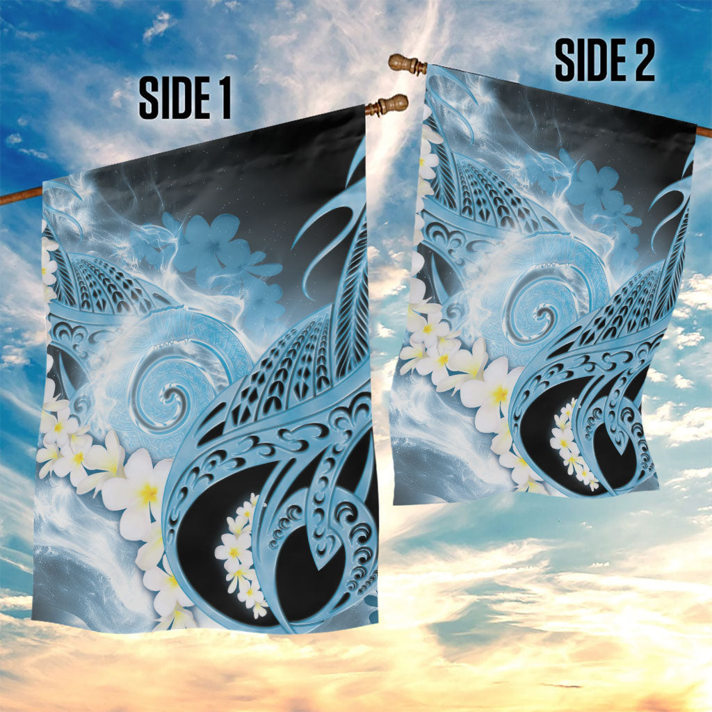 Piko Hawaiian Garden Flag Blue Galaxy Spiral Plumeria Tribal Patterns