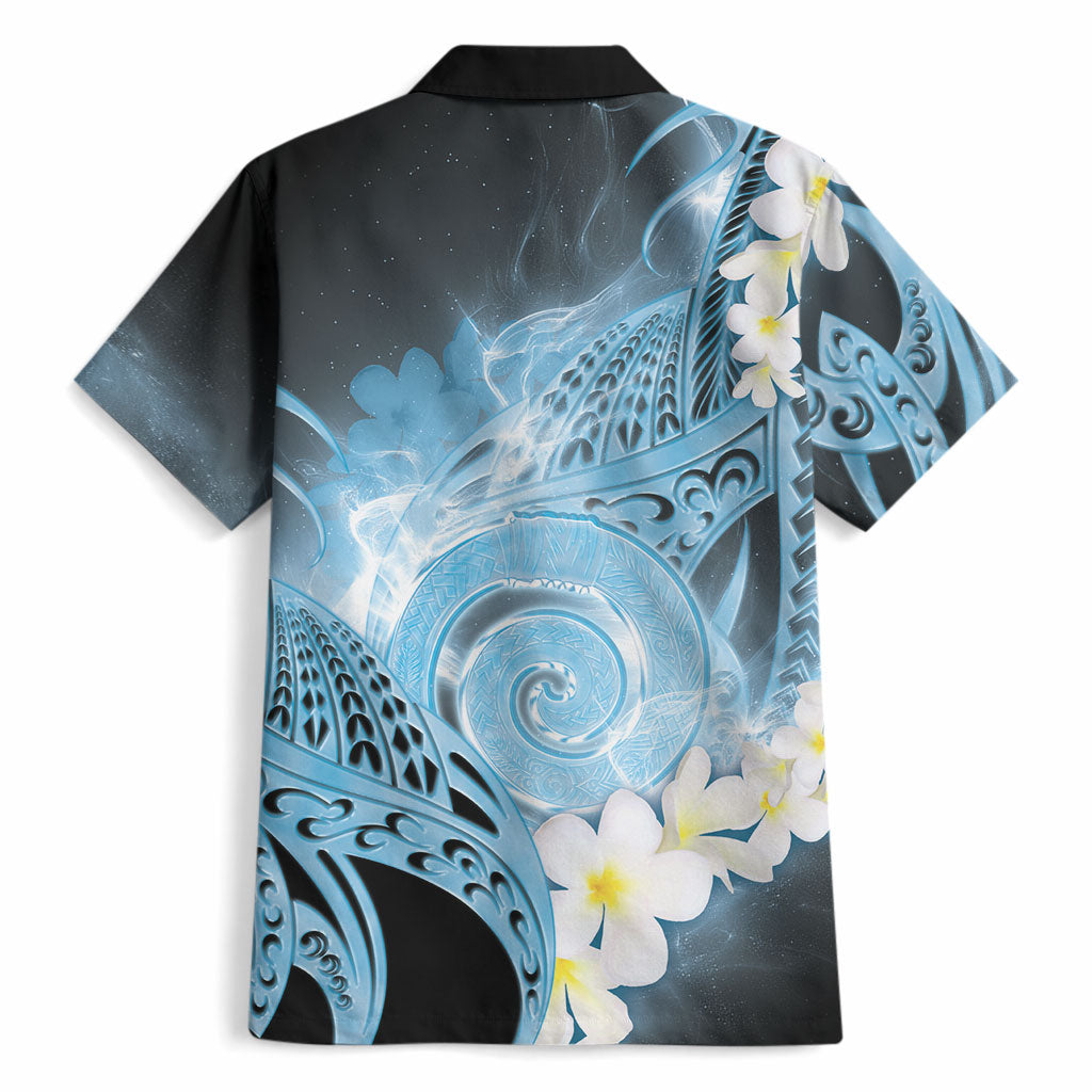 Piko Hawaiian Hawaiian Shirt Blue Galaxy Spiral Plumeria Tribal Patterns