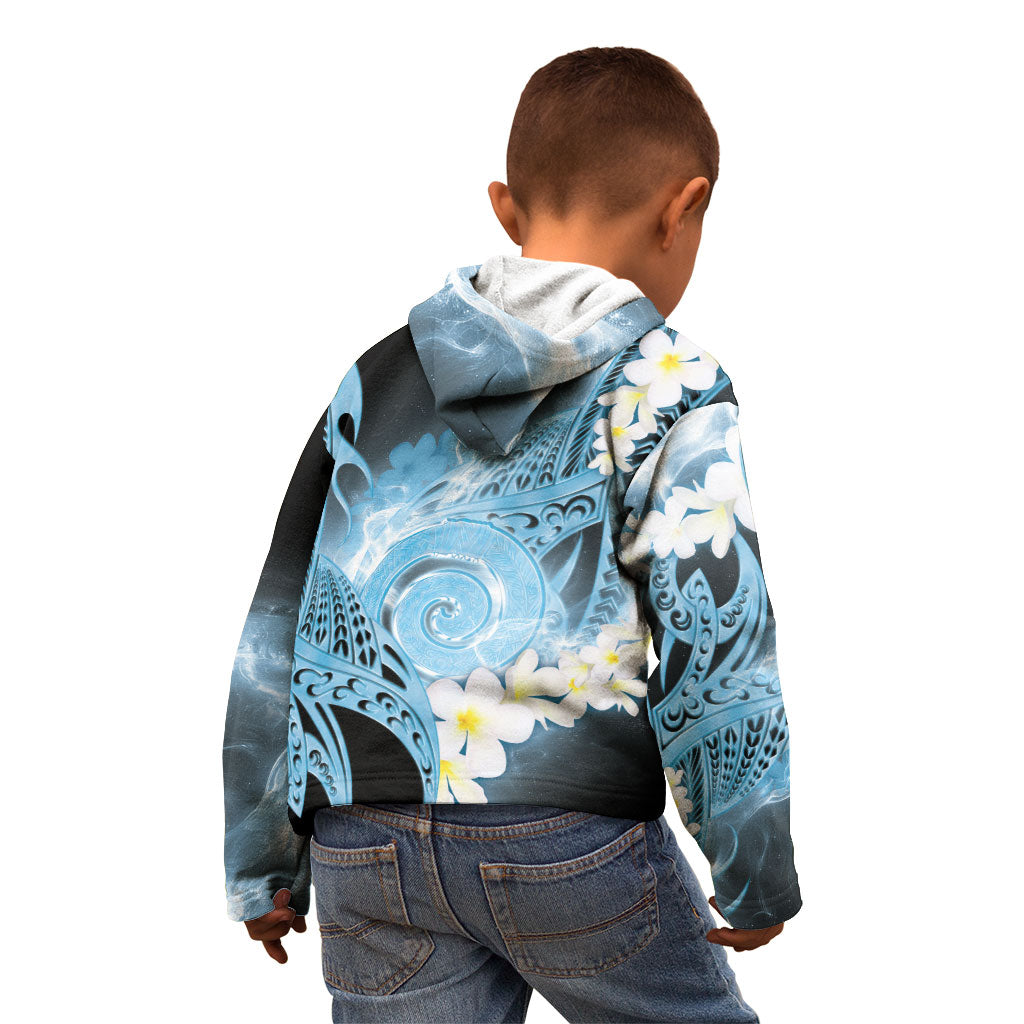 Piko Hawaiian Kid Hoodie Blue Galaxy Spiral Plumeria Tribal Patterns