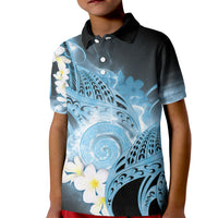 Piko Hawaiian Kid Polo Shirt Blue Galaxy Spiral Plumeria Tribal Patterns