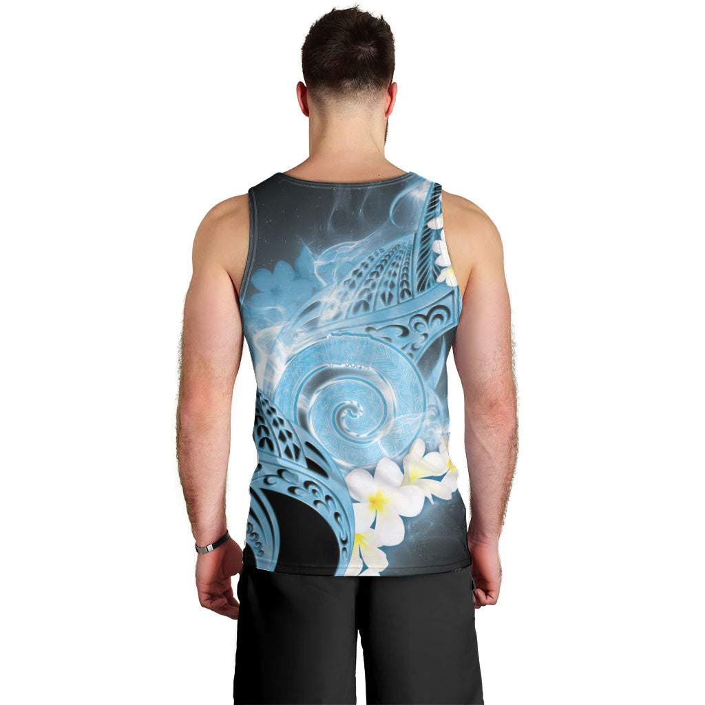 Piko Hawaiian Men Tank Top Blue Galaxy Spiral Plumeria Tribal Patterns