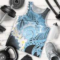 Piko Hawaiian Men Tank Top Blue Galaxy Spiral Plumeria Tribal Patterns