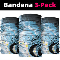 Piko Hawaiian Neck Gaiter Blue Galaxy Spiral Plumeria Tribal Patterns